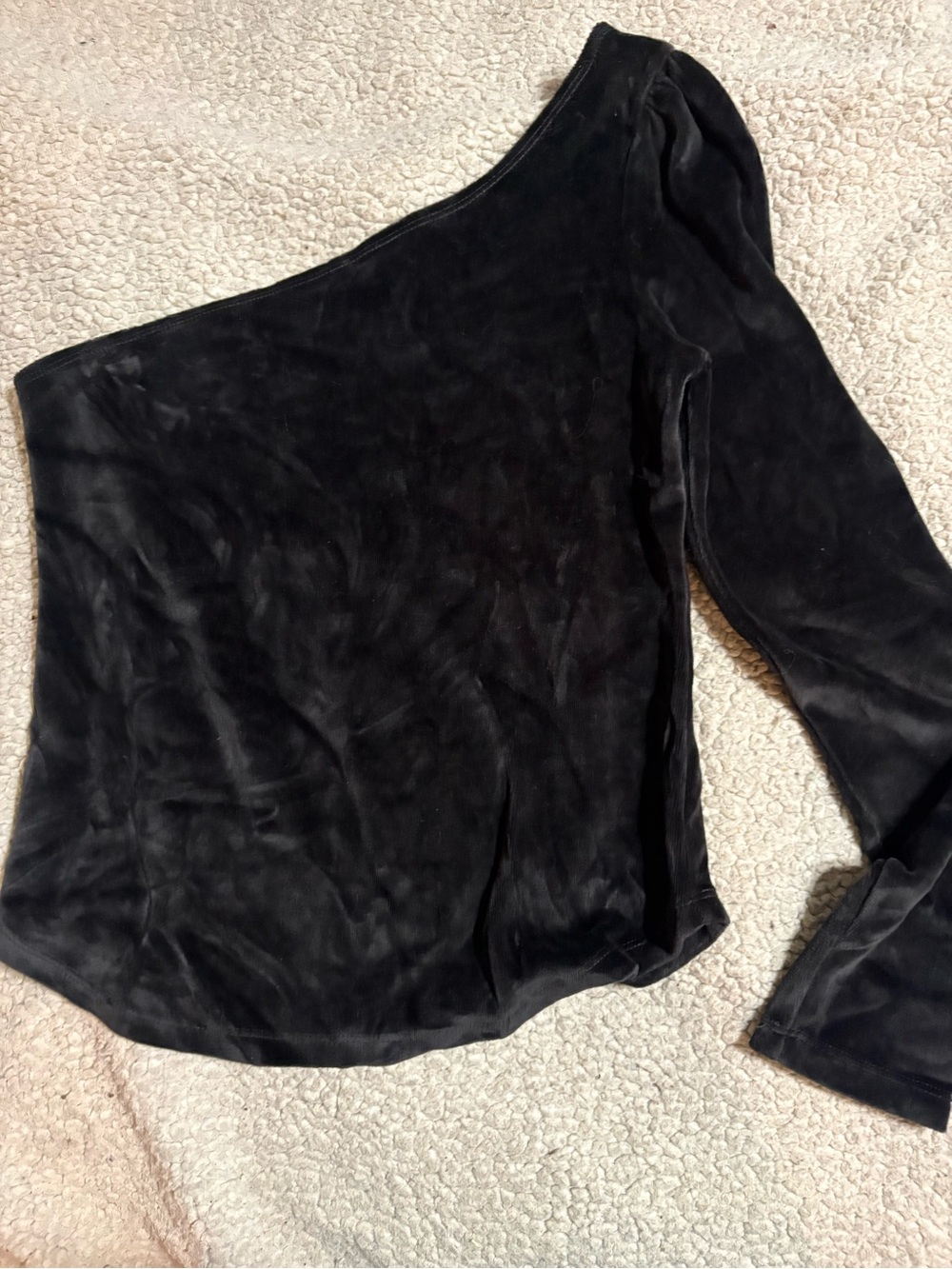 J. Crew Black One-Shoulder J Crew Velvet Top